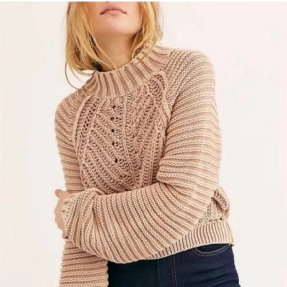 FREE PEOPLE Sweetheart Mock Knit Sweater Pullover Top - Picture 3 of 11